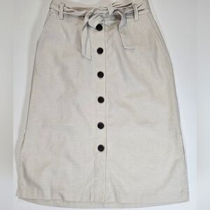 Banana Republic Maxi Skirt Womens 00 Petite Beige Button Front Tie‎ Waist Boho